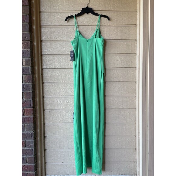 Aidan Mattox women Cowl Neck Satin Knit Long Column Gown size 2 Flora Green $220 - Picture 5 of 9
